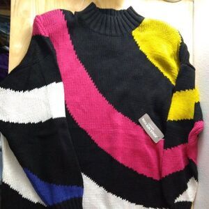 NWT Vintage Jones NY Color Block Knit Sweater Oversize